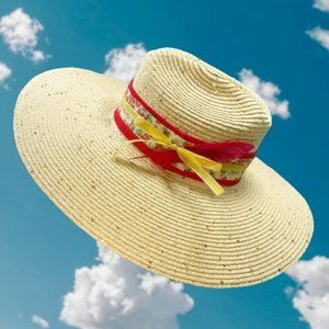Wide Brim Sequin Straw Hat